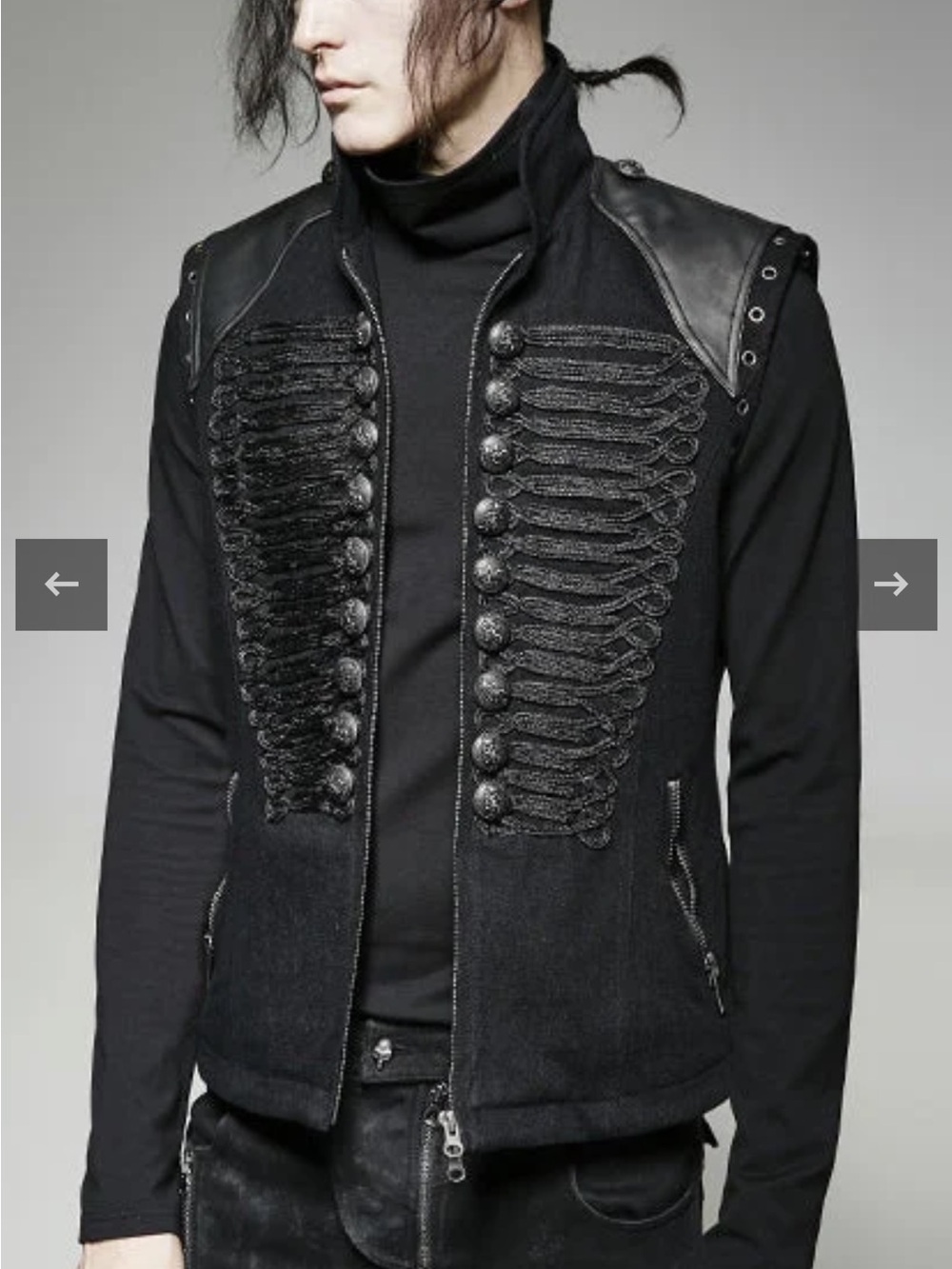 Punk Rave Mens Black Y-711 Military Uniform Combat Tactical Punk Vest Goth size